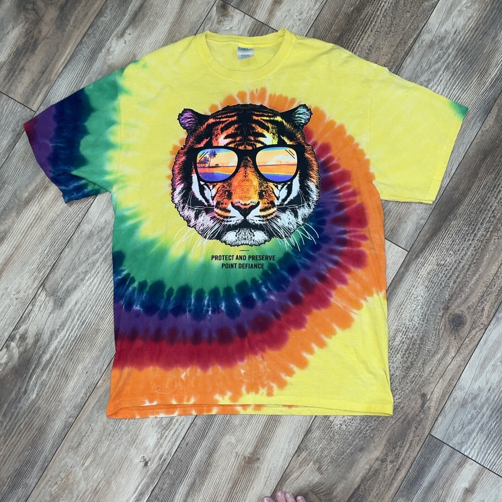 Point Defiance Zoo Protect & Preserve T-Shirt Tye Dye Port & Co Size Large